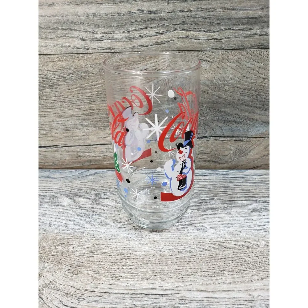 Coca Cola Polar Bear Snowman Winter Drinking Glass